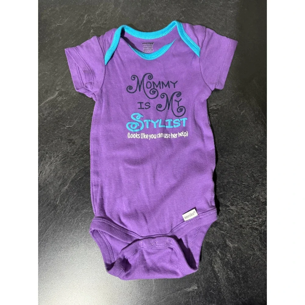 Gerber Onesies 5-Pack Baby Girl Bodysuits 6-9 Months Pink Purple Hearts Stars